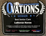 Lutheran Haven received  the 2019 Ovations Award for "Best Senior Care" by the Oviedo-Winter Springs Chamber of Commerce