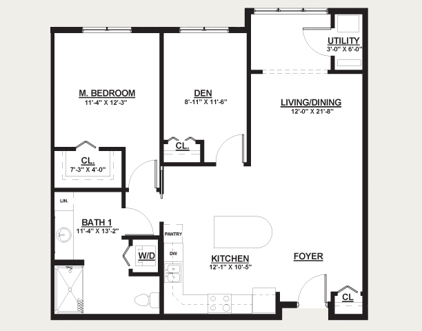 Laurel - 1 bedroom with den